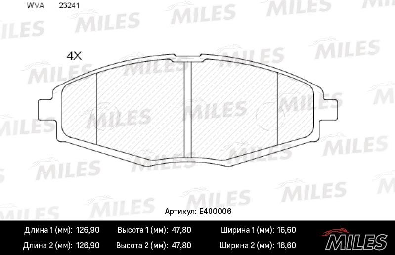 Miles E400006 Brake Pad Set, disc brake E400006: Buy near me in Poland at 2407.PL - Good price!