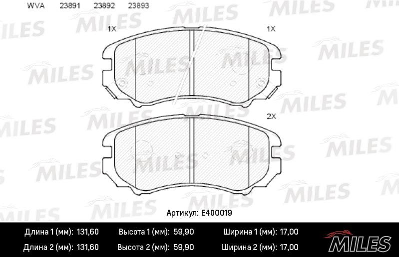 Miles E400019 Brake Pad Set, disc brake E400019: Buy near me in Poland at 2407.PL - Good price!