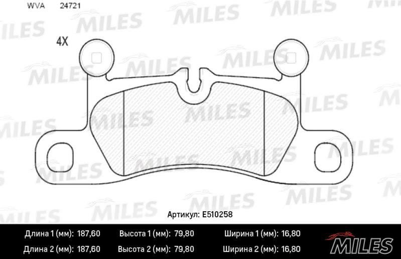 Miles E510258 Тормозные колодки дисковые, комплект E510258: Отличная цена - Купить в Польше на 2407.PL!