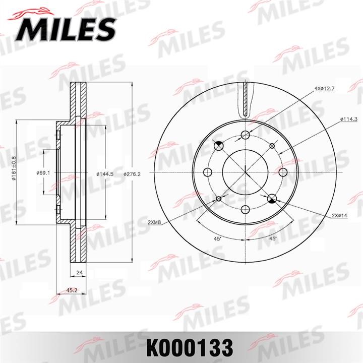 Miles K000133 Тормозной диск передний вентилируемый K000133: Отличная цена - Купить в Польше на 2407.PL!
