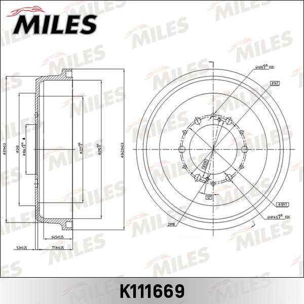Miles K111669 Тормозной барабан K111669: Отличная цена - Купить в Польше на 2407.PL!