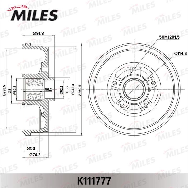 Bremstrommel und Radlager komplett Miles K111777