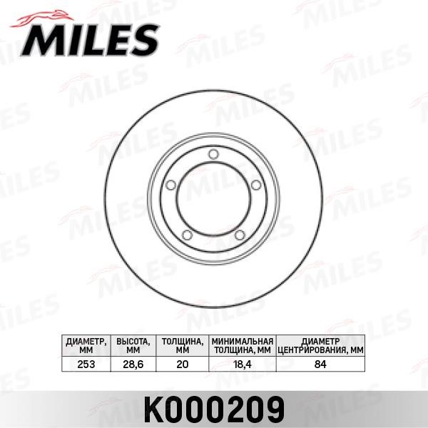 Miles K000209 Front brake disc ventilated K000209: Buy near me in Poland at 2407.PL - Good price!