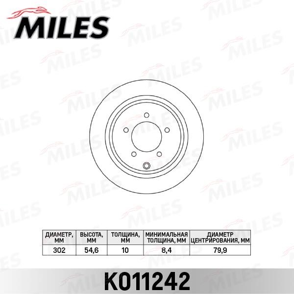 Miles K011242 Rear brake disc, non-ventilated K011242: Buy near me in Poland at 2407.PL - Good price!