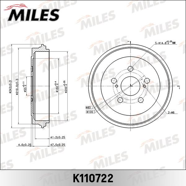 Miles K110722 Brake drum K110722: Buy near me in Poland at 2407.PL - Good price!