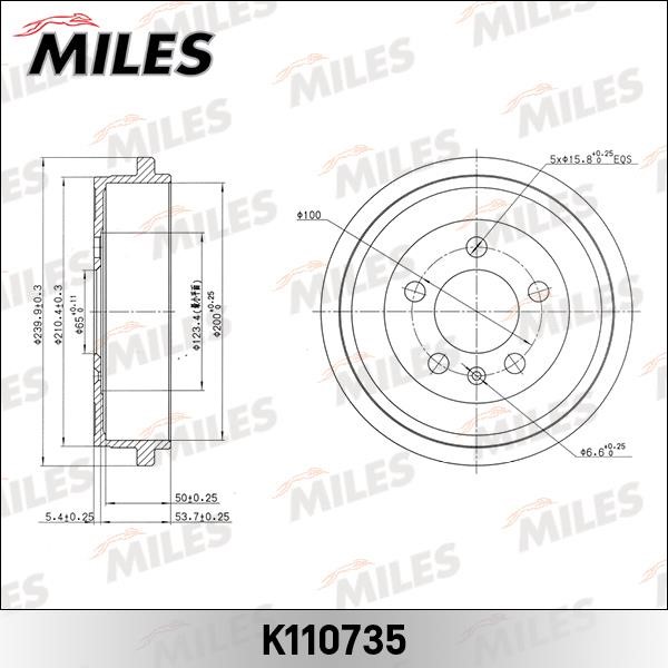 Miles K110735 Brake drum K110735: Buy near me in Poland at 2407.PL - Good price!