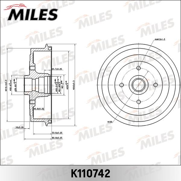 Miles K110742 Тормозной барабан K110742: Отличная цена - Купить в Польше на 2407.PL!