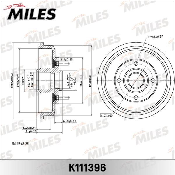 Miles K111396 Brake drum K111396: Buy near me in Poland at 2407.PL - Good price!