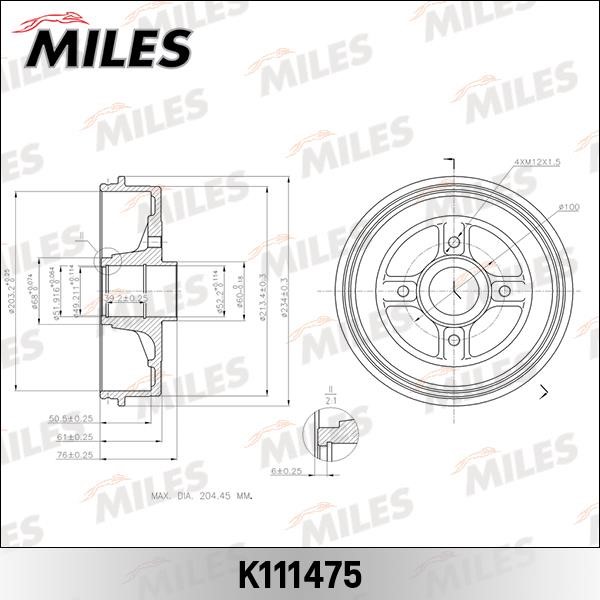 Miles K111475 Тормозной барабан K111475: Отличная цена - Купить в Польше на 2407.PL!