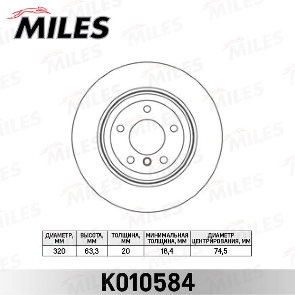 Miles K010584 Тормозной диск задний вентилируемый K010584: Отличная цена - Купить в Польше на 2407.PL!