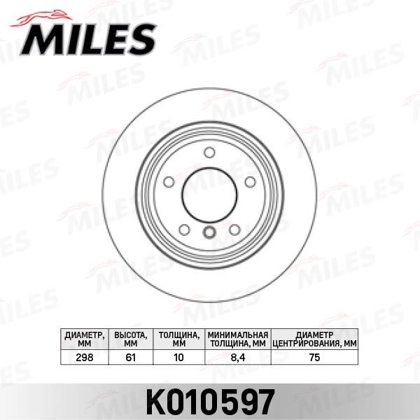 Miles K010597 Тормозной диск задний невентилируемый K010597: Отличная цена - Купить в Польше на 2407.PL!