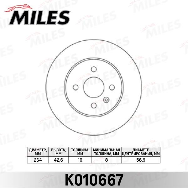 Miles K010667 Тормозной диск задний невентилируемый K010667: Отличная цена - Купить в Польше на 2407.PL!