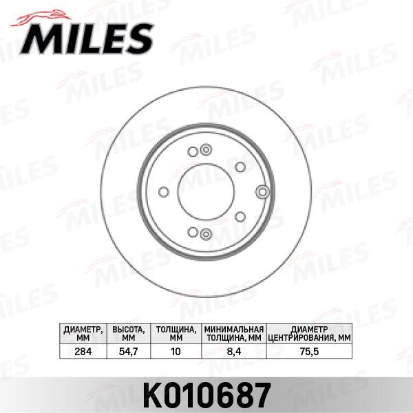 Miles K010687 Тормозной диск задний невентилируемый K010687: Отличная цена - Купить в Польше на 2407.PL!