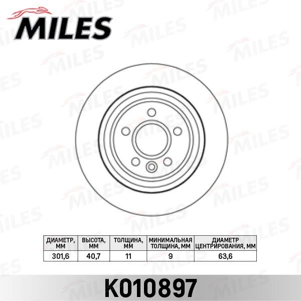 Miles K010897 Rear brake disc, non-ventilated K010897: Buy near me in Poland at 2407.PL - Good price!