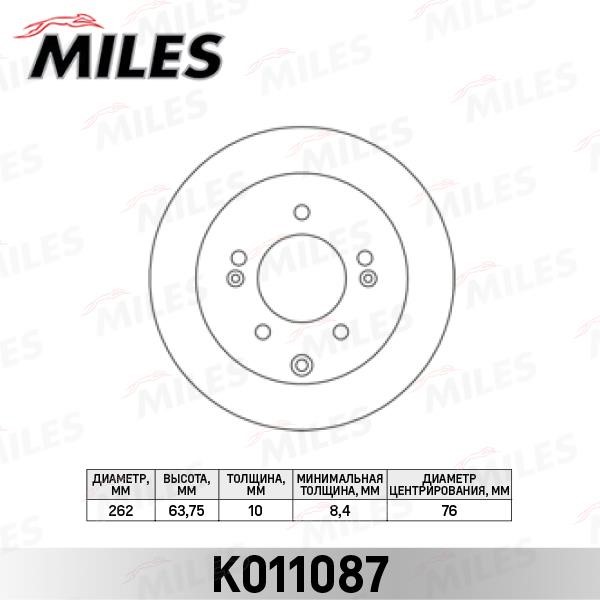 Miles K011087 Rear brake disc, non-ventilated K011087: Buy near me in Poland at 2407.PL - Good price!