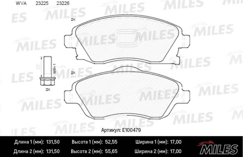 Miles E100479 Тормозные колодки дисковые, комплект E100479: Отличная цена - Купить в Польше на 2407.PL!