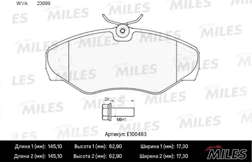Miles E100483 Brake Pad Set, disc brake E100483: Buy near me in Poland at 2407.PL - Good price!