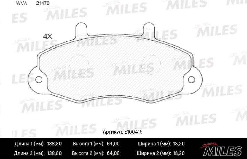 Miles E100415 Brake Pad Set, disc brake E100415: Buy near me in Poland at 2407.PL - Good price!