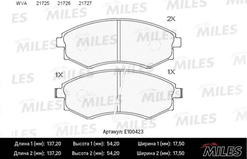 Miles E100423 Тормозные колодки дисковые, комплект E100423: Отличная цена - Купить в Польше на 2407.PL!