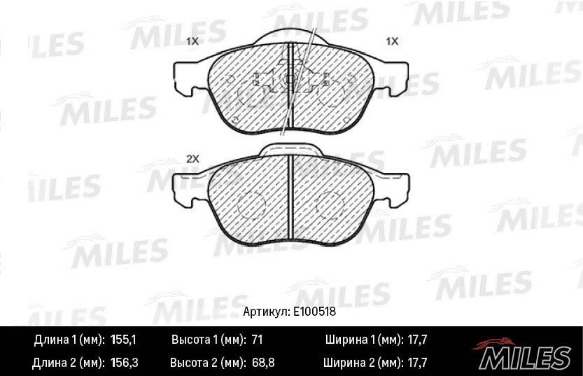 Miles E100518 Brake Pad Set, disc brake E100518: Buy near me in Poland at 2407.PL - Good price!