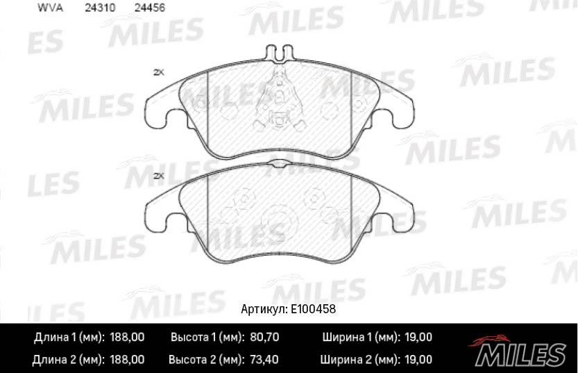 Miles E100458 Brake Pad Set, disc brake E100458: Buy near me in Poland at 2407.PL - Good price!