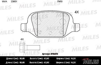 Miles E110273 Disc brake pad set E110273: Buy near me in Poland at 2407.PL - Good price!