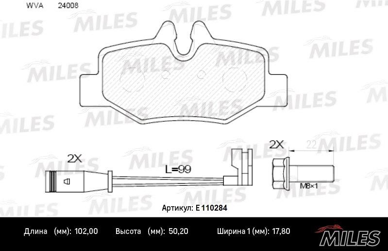 Miles E110284 Disc brake pad set E110284: Buy near me in Poland at 2407.PL - Good price!