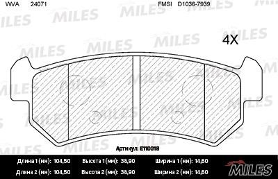 Miles E110018 Disc brake pad set E110018: Buy near me in Poland at 2407.PL - Good price!
