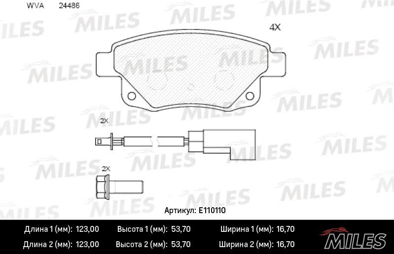 Miles E110110 Brake Pad Set, disc brake E110110: Buy near me in Poland at 2407.PL - Good price!