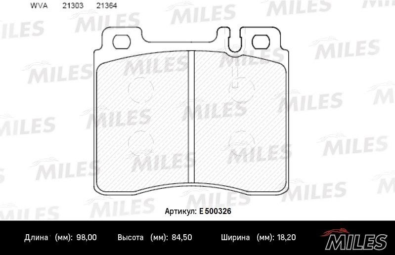 Miles E500326 Тормозные колодки дисковые, комплект E500326: Отличная цена - Купить в Польше на 2407.PL!