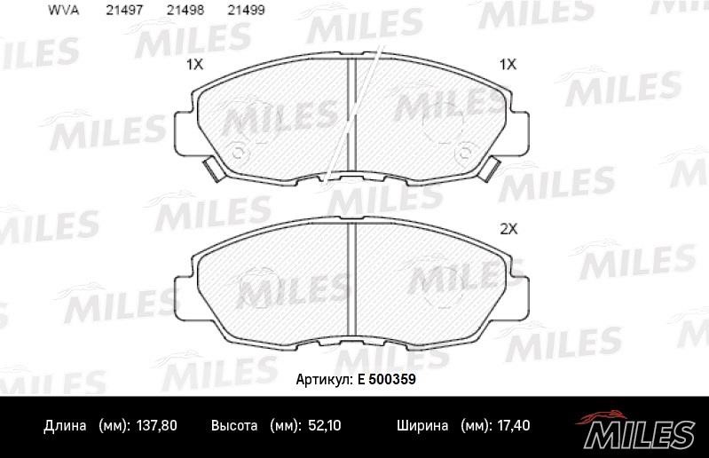 Miles E500359 Brake Pad Set, disc brake E500359: Buy near me in Poland at 2407.PL - Good price!