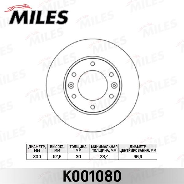 Miles K001080 Front brake disc ventilated K001080: Buy near me in Poland at 2407.PL - Good price!