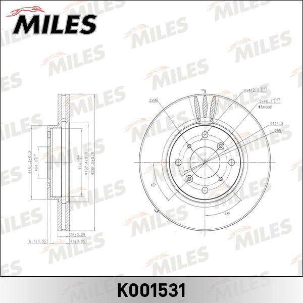 Miles K001531 Тормозной диск передний вентилируемый K001531: Отличная цена - Купить в Польше на 2407.PL!