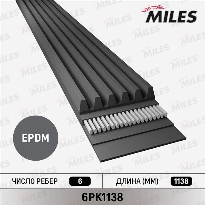 Miles 6PK1138 V-Ribbed Belt 6PK1138: Buy near me in Poland at 2407.PL - Good price!