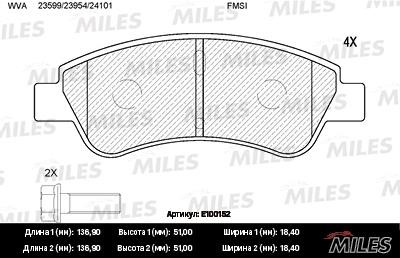 Miles E100152 Disc brake pad set E100152: Buy near me in Poland at 2407.PL - Good price!