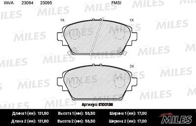 Miles E100158 Disc brake pad set E100158: Buy near me in Poland at 2407.PL - Good price!
