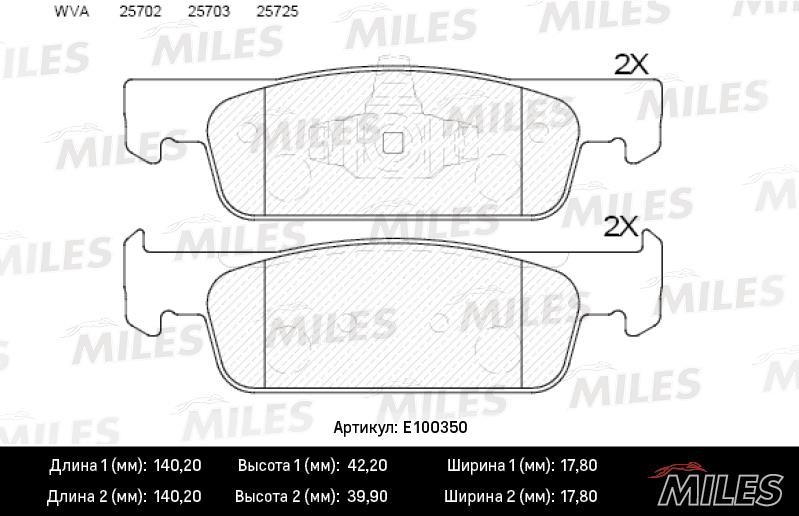 Miles E100350 Brake Pad Set, disc brake E100350: Buy near me in Poland at 2407.PL - Good price!