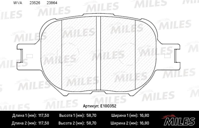 Miles E100352 Scheibenbremsbeläge, Set E100352: Kaufen Sie zu einem guten Preis in Polen bei 2407.PL!