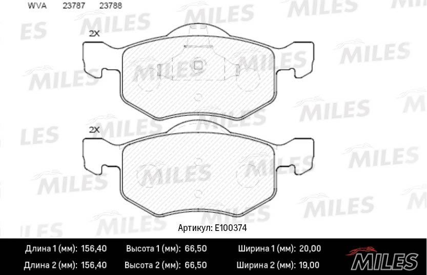 Miles E100374 Brake Pad Set, disc brake E100374: Buy near me in Poland at 2407.PL - Good price!