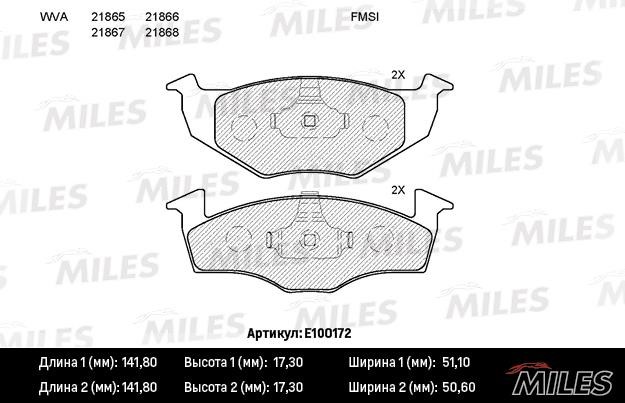 Miles E100172 Disc brake pad set E100172: Buy near me in Poland at 2407.PL - Good price!