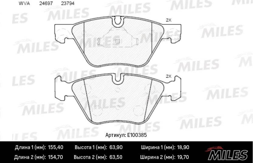 Miles E100385 Brake Pad Set, disc brake E100385: Buy near me in Poland at 2407.PL - Good price!