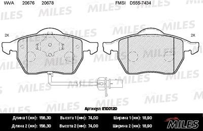 Miles E100120 Колодки гальмівні, комплект E100120: Приваблива ціна - Купити у Польщі на 2407.PL!