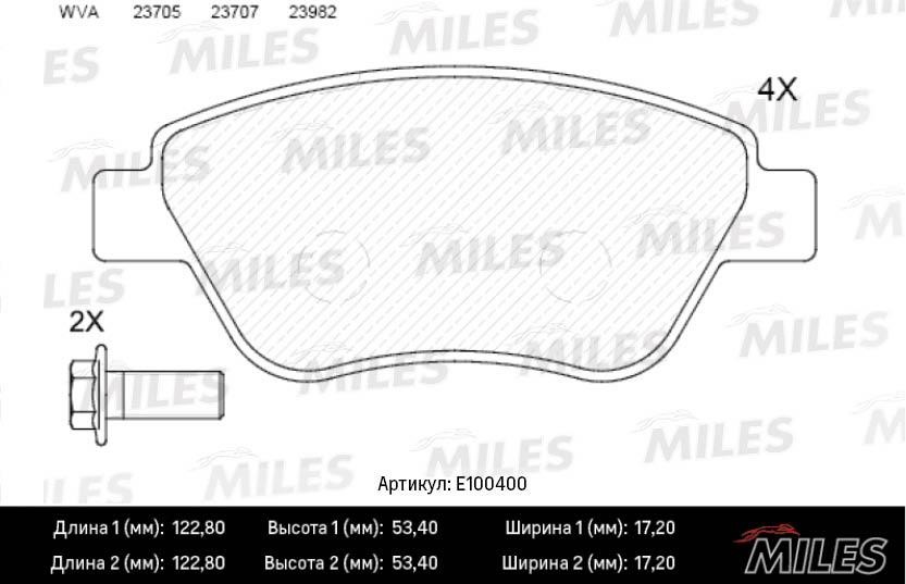 Miles E100400 Brake Pad Set, disc brake E100400: Buy near me in Poland at 2407.PL - Good price!