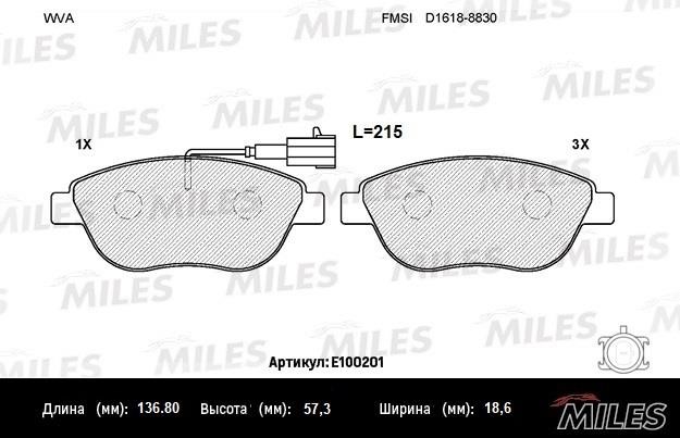 Miles E100201 Disc brake pad set E100201: Buy near me in Poland at 2407.PL - Good price!