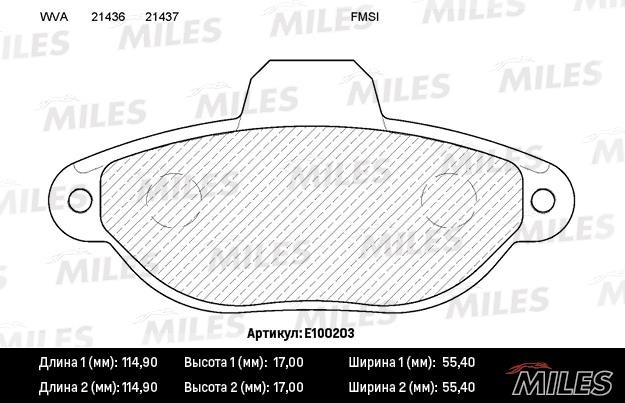 Miles E100203 Brake Pad Set, disc brake E100203: Buy near me in Poland at 2407.PL - Good price!