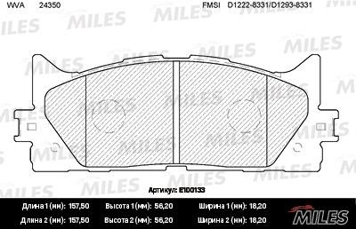 Miles E100133 Disc brake pad set E100133: Buy near me in Poland at 2407.PL - Good price!