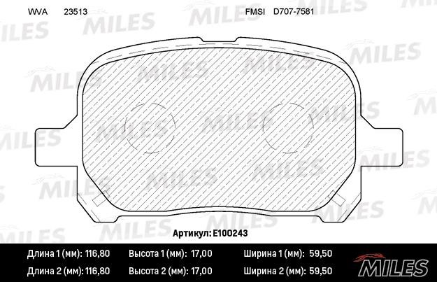 Miles E100243 Disc brake pad set E100243: Buy near me in Poland at 2407.PL - Good price!