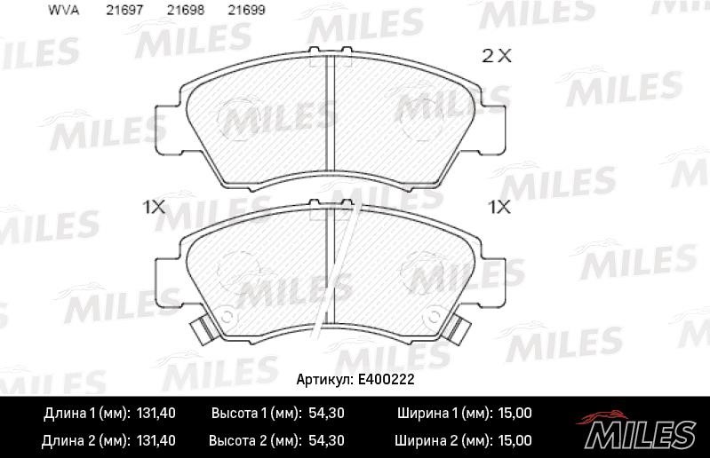 Miles E400222 Brake Pad Set, disc brake E400222: Buy near me in Poland at 2407.PL - Good price!