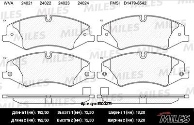 Miles E100271 Тормозные колодки, комплект E100271: Отличная цена - Купить в Польше на 2407.PL!