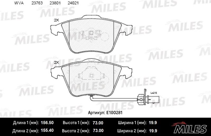 Miles E100281 Disc brake pad set E100281: Buy near me in Poland at 2407.PL - Good price!